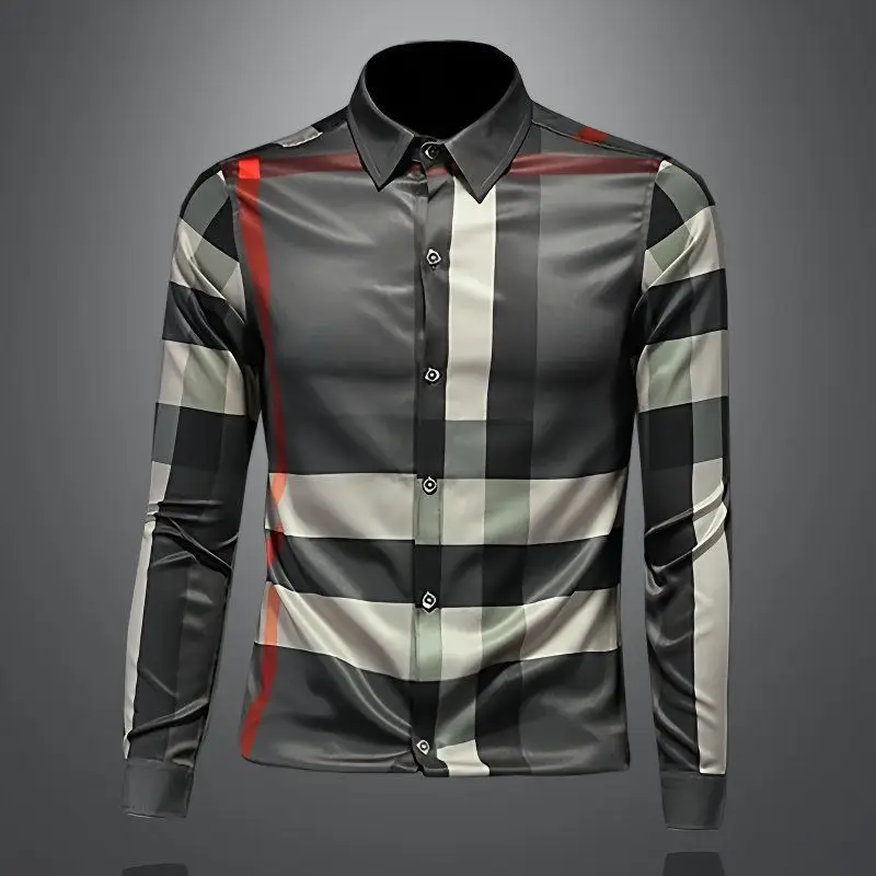 

Classic Plaid Slim Fit Long Sve irt Versatile Casual Youthful Sle irt for Men Quali Trendy Spring Faion Top