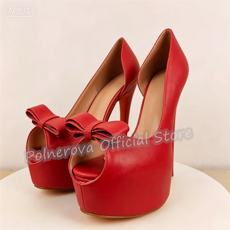 

Butterfly Knot Peep Toe Platform Women Pumps Sexy High Heel Shallow Slip-On Gladiator Shoes Lady Catwalk Party Dress Sandals