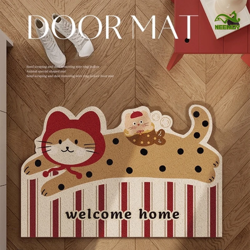 Retro Cartoon Dachshund Cat Bathroom Floor Mat Door Suction Quick-drying Foot Mat Toilet Dirt-resistant Non-slip Carpet Bathroom