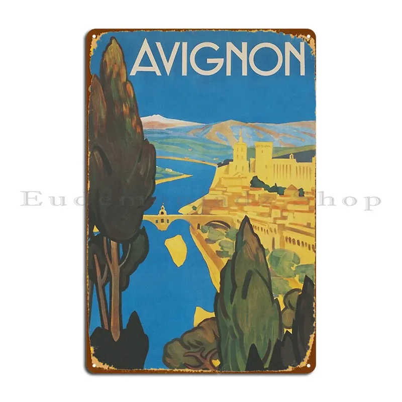 Avignon-póster de viaje Vintage de Francia, cartel de Metal, decoración de pared de Bar y Club, cueva personalizada, cartel de estaño