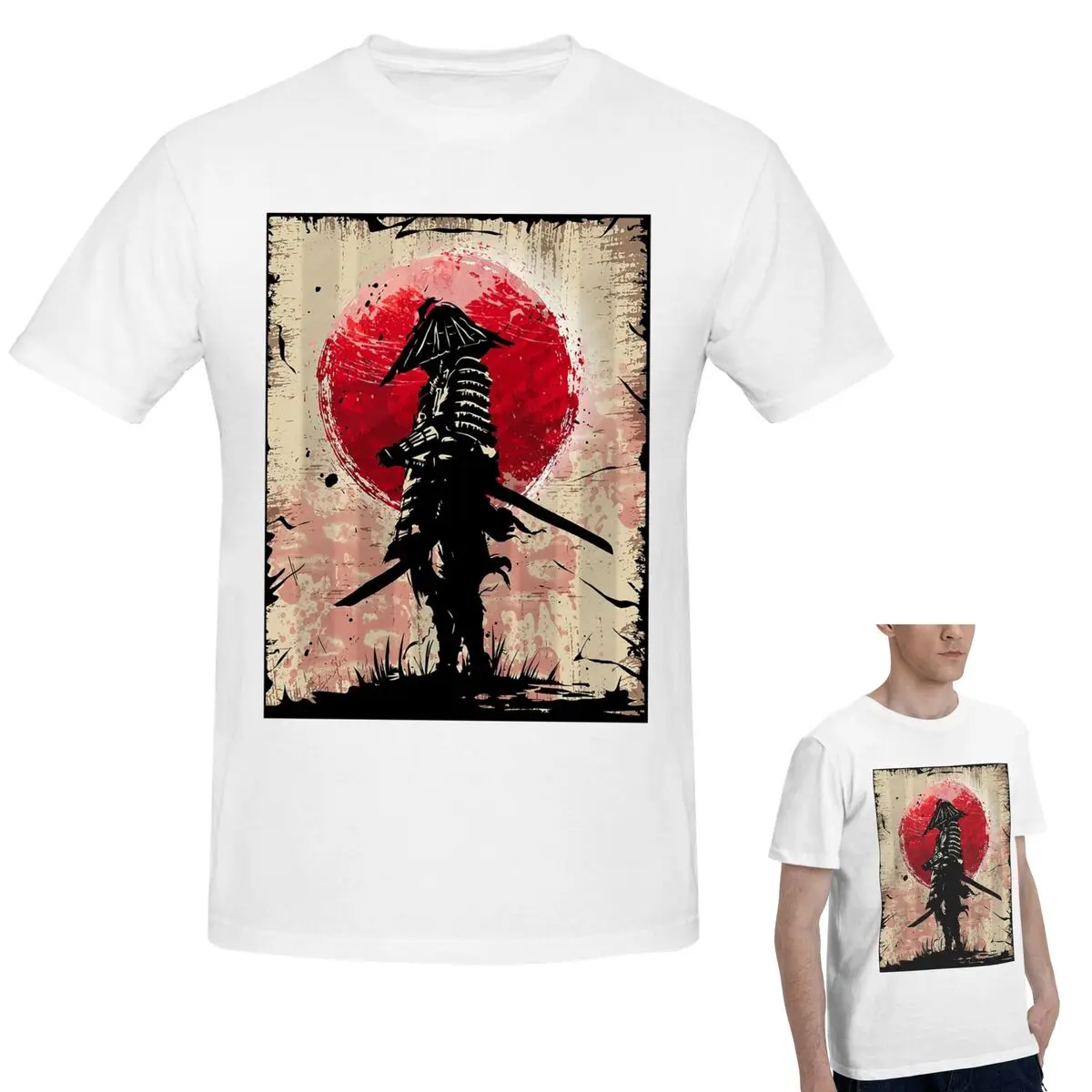 

100% хлопок, японский художественный самурайский истребитель Бусидо, мужская забавная футболка большого размера, мужские летние рубашки с круглым вырезом, топы, S-6XL