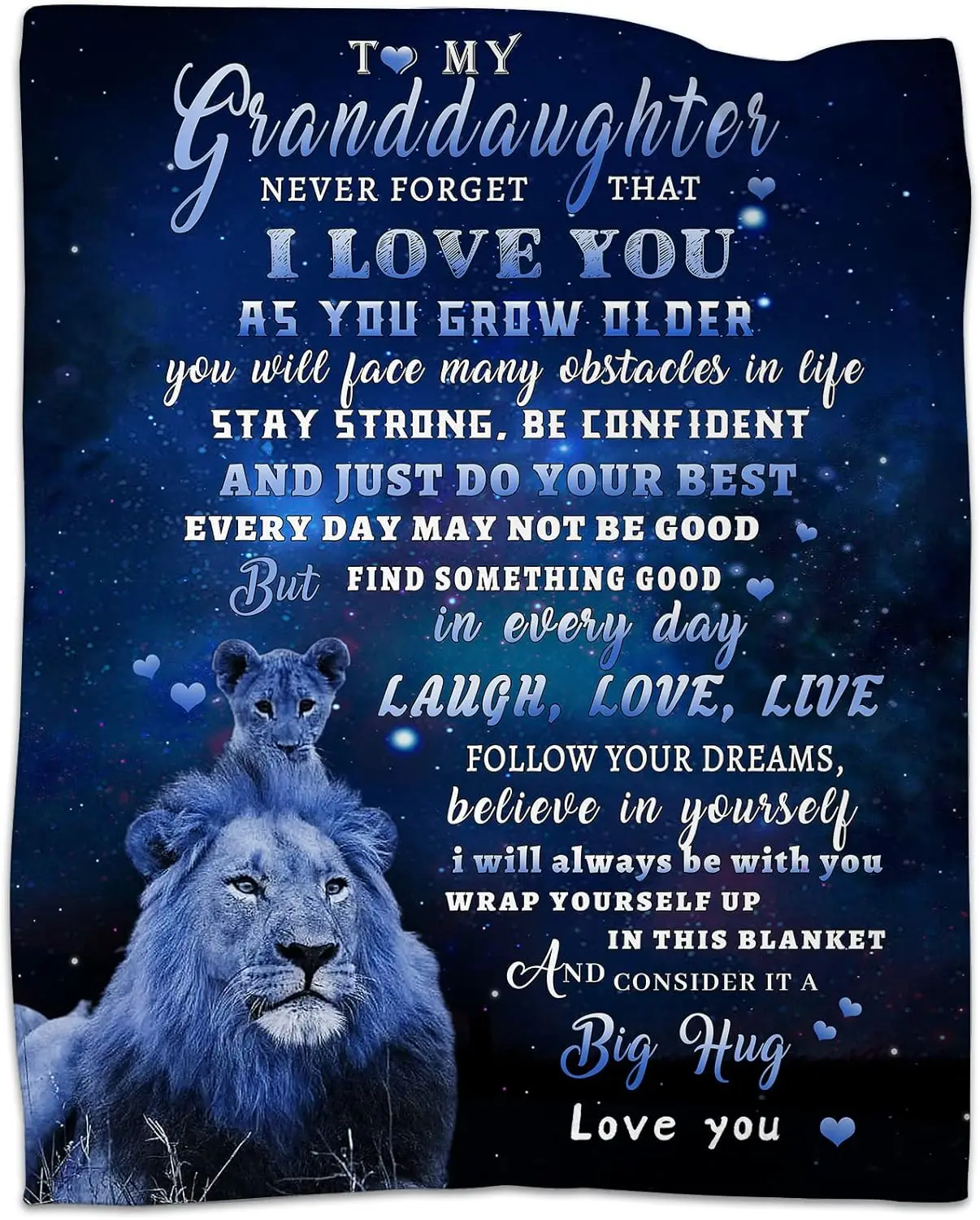 

To My Granddaughter Gifts Blanket From Grandpa, Blue Lion Blankets For My Granddaughter, Gifts From Grandma Grandpa,