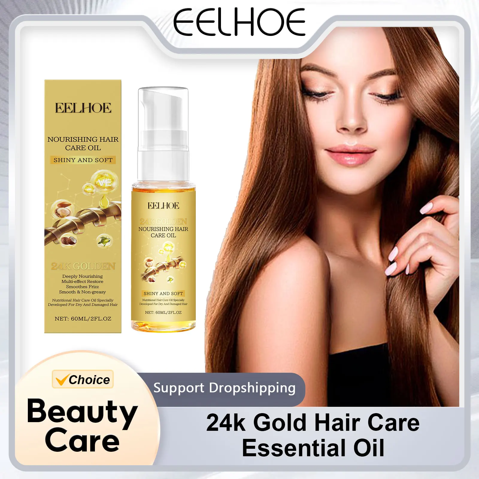 

24k Gold Hair Care Essential Oil for Hair Promot Regeneration Healthy Moisturizer Nourish Damage Repair Anti Frizz Hair Care Oil