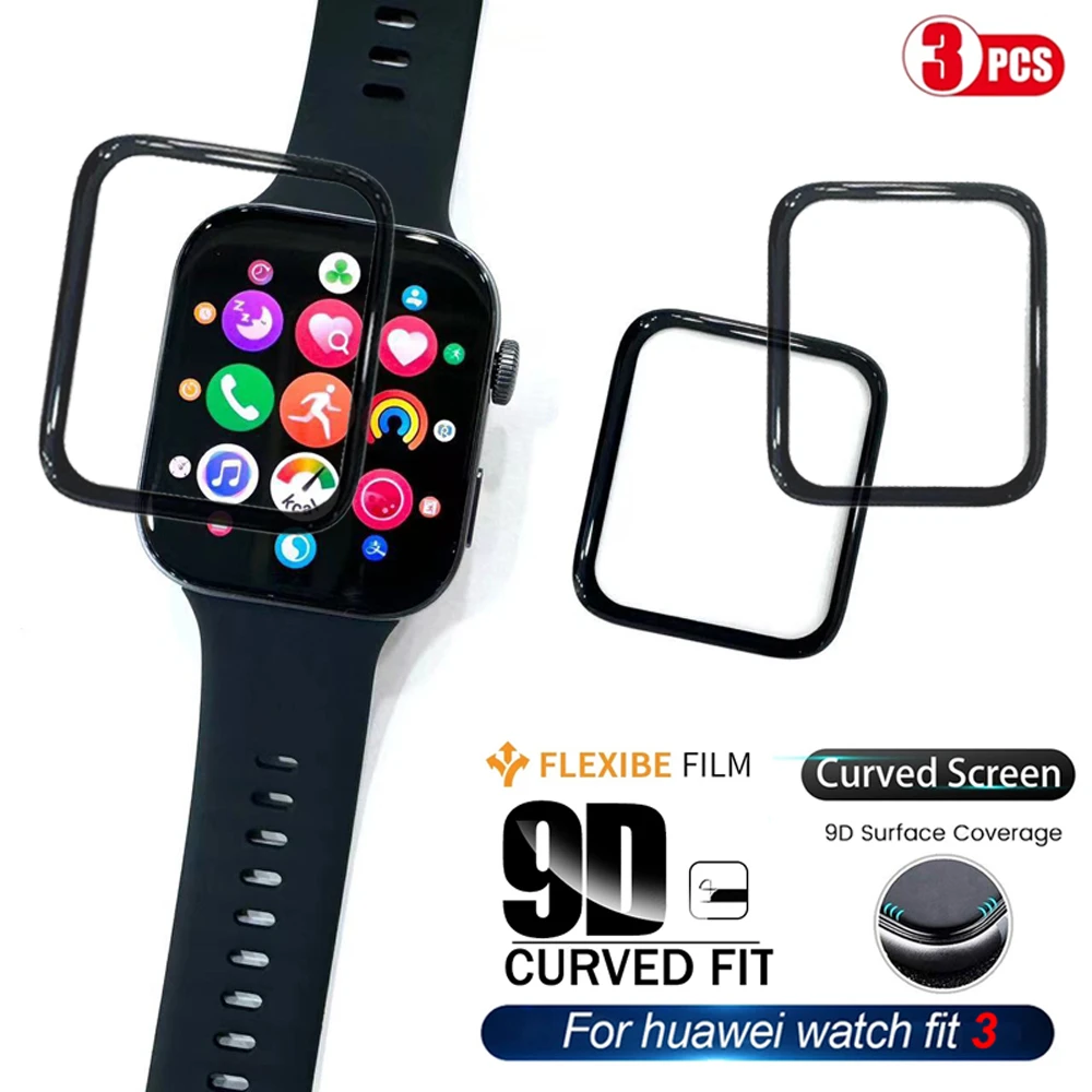 9D Screen Protector For Huawei Watch Fit 3 Smart Watch Full Curved Screen Protectors For Huawei Watch Fit3 No Glass