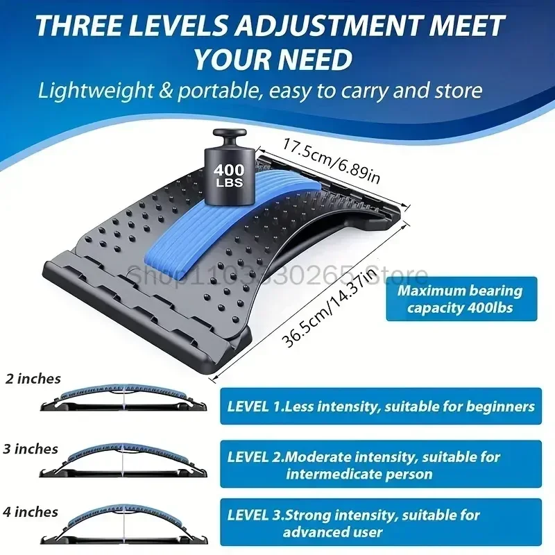 Waist and neck fitness, lumbar and cervical spine support massager, lying down, back stretcher, multi-level adjustable massager