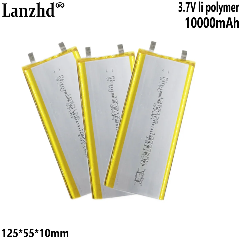 1-12pcs 3.7V Li Polymer lithium battery 10000MAH For power bank mobile power bank medical equipment lithium battery 1055125