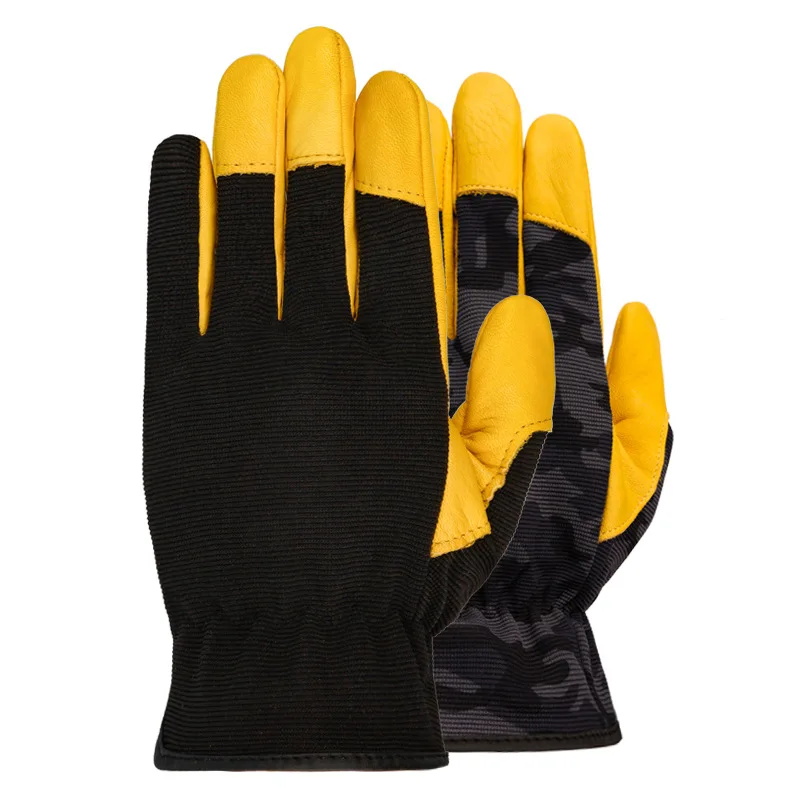 Men Work Gloves Soft Cowhide Driver Hunting Driving Farm Garden Welding Security Protection Safety Workers Mechanic Glove