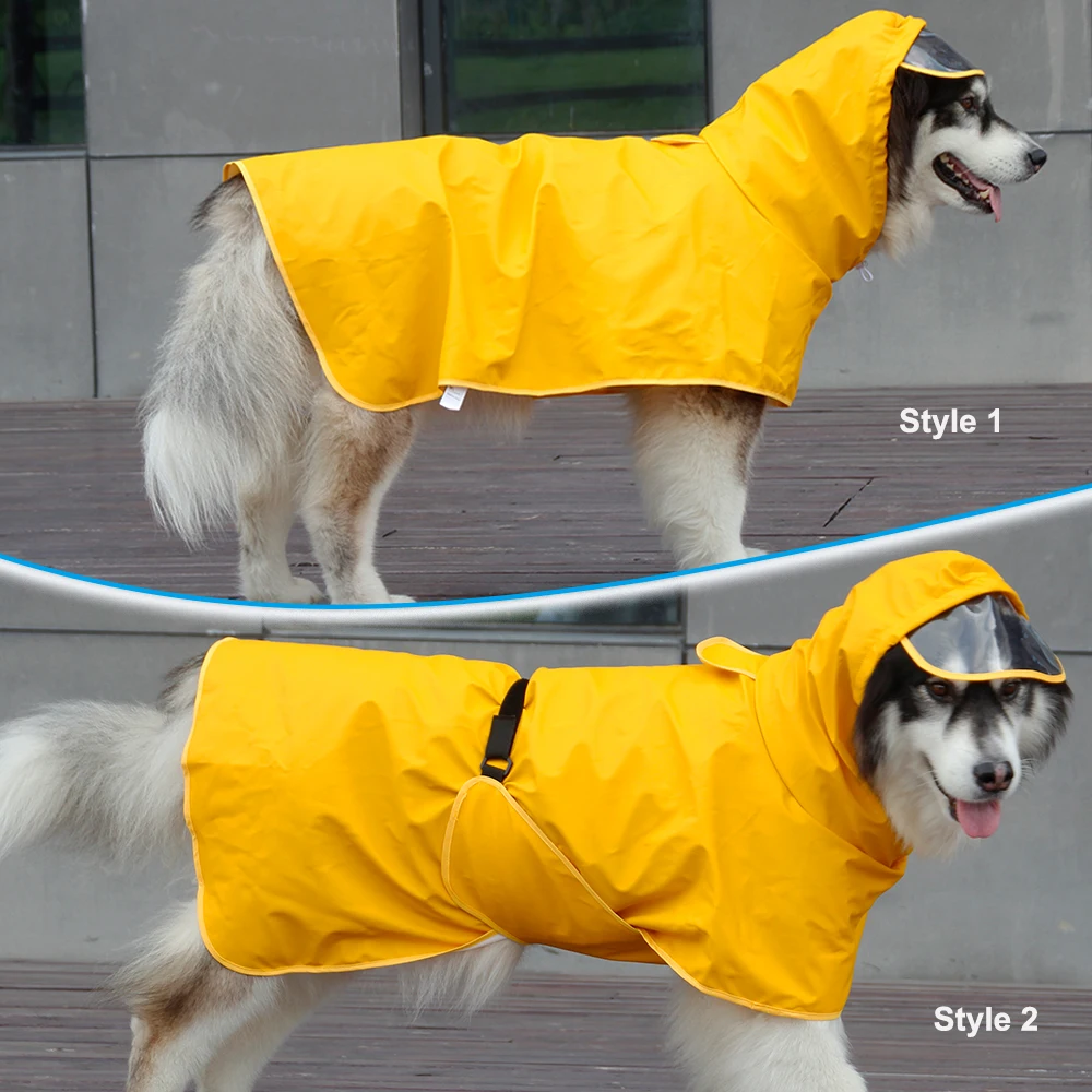 Dog Raincoat Waterproof Soft PU Breathable Dog Rain Jacket for Small Dog Hooded Dog Rain Coat with Transparent Cap Protect Belly