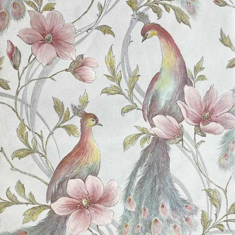 Chinese Style Peacock Wallpaper Living Room Bedroom TV Background Vintage Wall Mural Waterproof Wallpaper Resturant Hotel