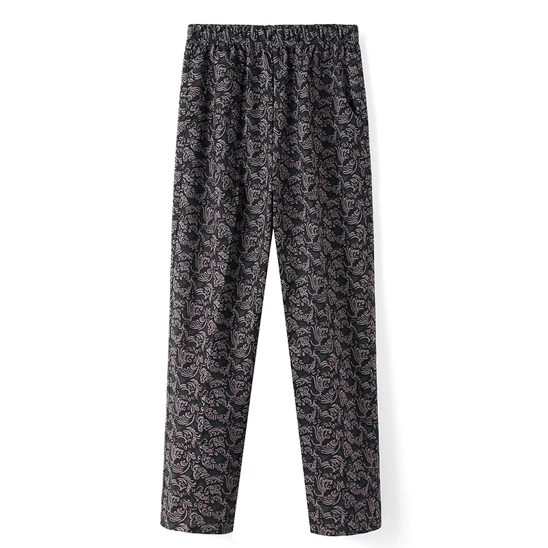 8XL 9XL Frauen Mittleren Alters Hosen Neue Druck Elasti Hohe Taille Casual Hosen Frühling und Herbst Gerade Hosen Oversize Oma pa – Detail 3