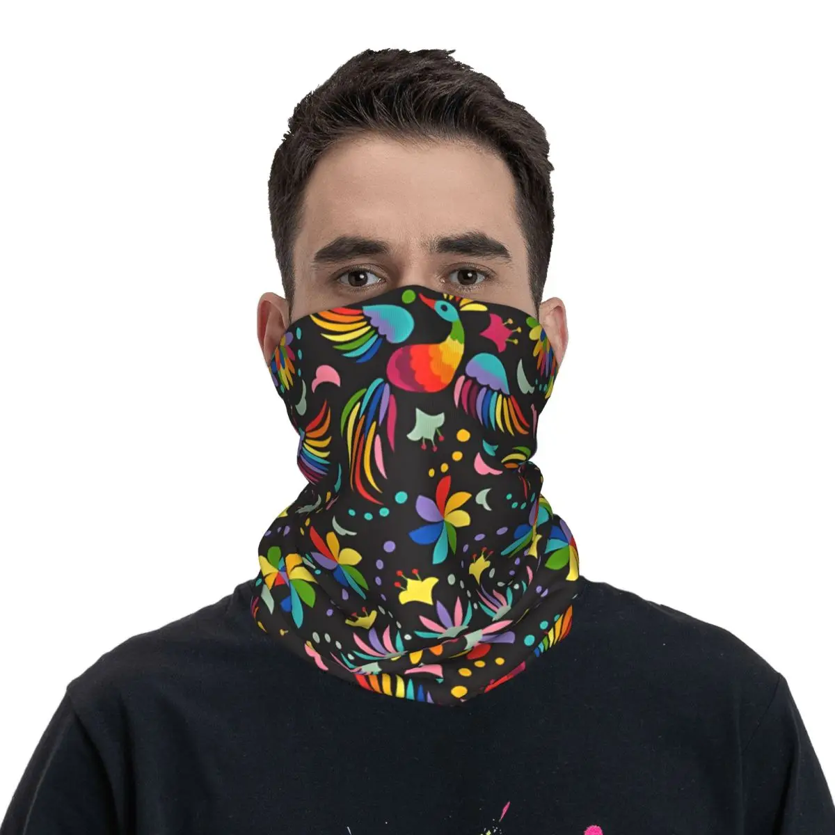 Padrão sem costura unissex em cores escuras, bandana, capa do pescoço, envoltório, lenço, balaclava, respirável, mexicano, ciclismo, adulto