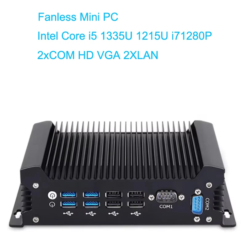 Fanless IoT Industrial Mini PC Core i5-1235U i7 1280P 1335U 10610U 2*COM RS232 2*LAN 8x USB SIM 4G LTE Computer PXE WOL