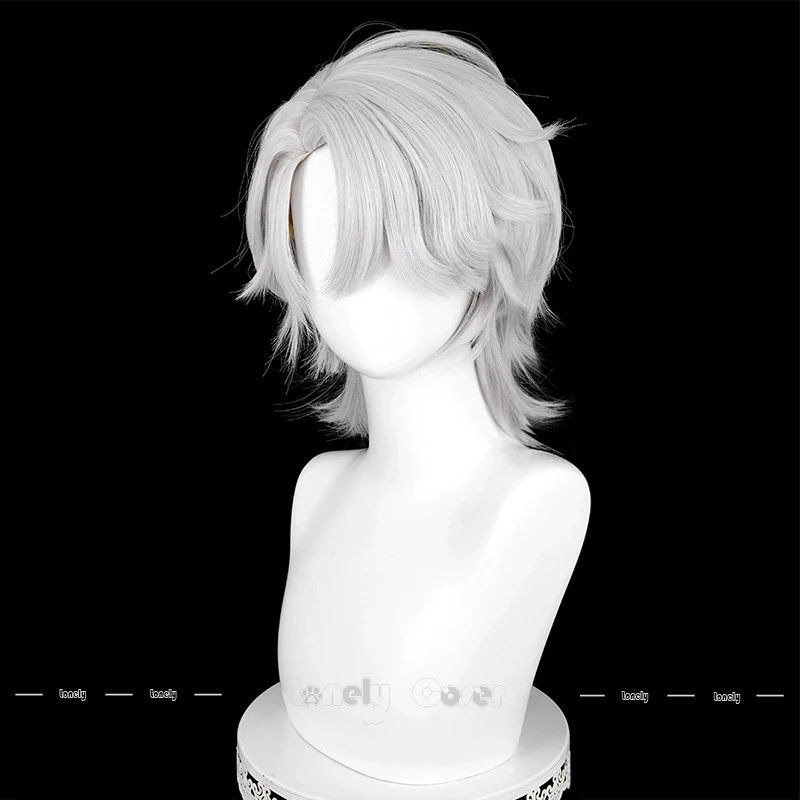 Identity V Patient Cosplay Wig Tracing Light Emil Silver Gray Short Hair Heat Resistant Wigs For Men Women Girls Party Halloween