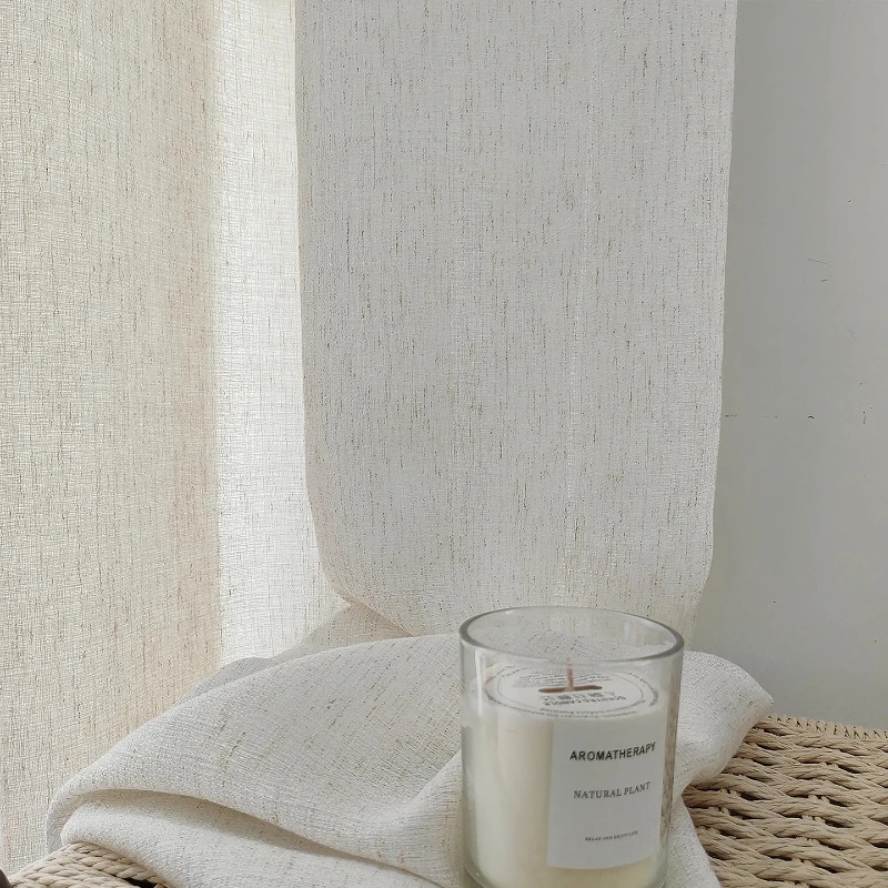 Home Interior Curtains Linen Yarn Retro American Custom Living Room Balcony Window Tulle Blinds Windbreak Door Curtain