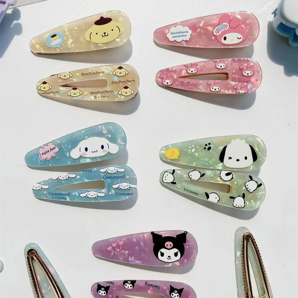 

Cute Sanrio Hair Clips Hello Kitty Cinnamoroll Kuromi Purin Girls Headress Anime Hairpins Hair Cartoon Accessories Children Gift