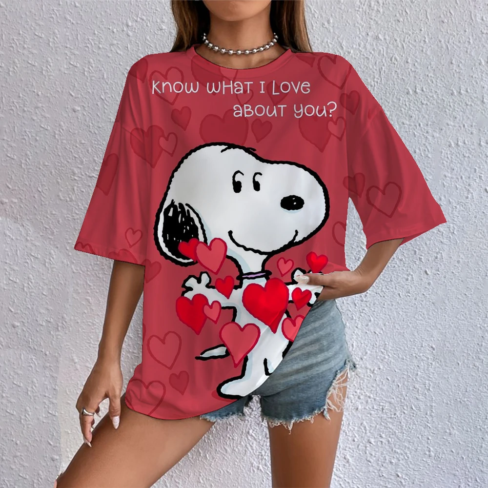 

2025 Fashion Women Blouse T-Shirts Snoopy print Casual Tops Ladies Casual Female T Shirts Harajuku Girls Short Sleeve Clothes