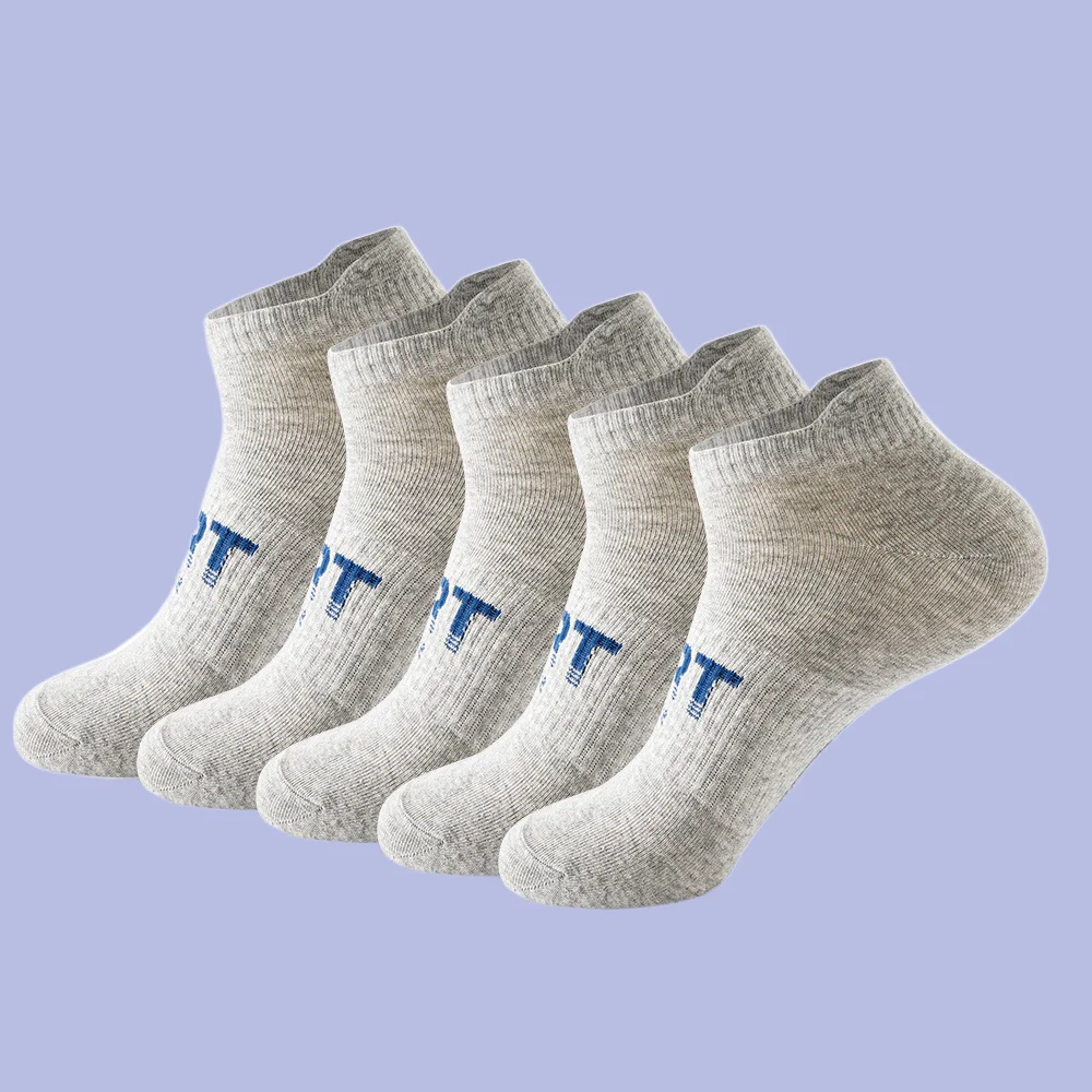 Chaussettes de sport absorbant la sueur et anti-odeurs pour hommes, coupe basse, bouche peu profonde, coton, chaussettes fines, adaptées à la course à pied, nouveau, été, 5 paires