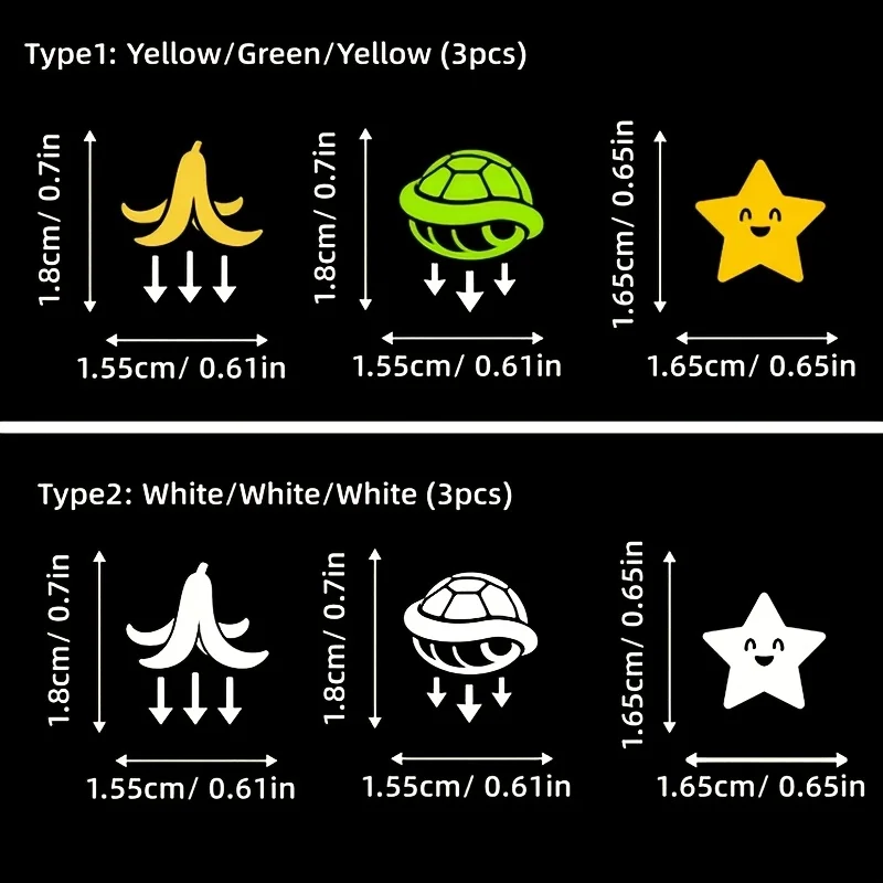 1 Set Funny Banana Peel & Turtle Sticker Colorful Waterproof Vinyl Decal for Car Button Decor