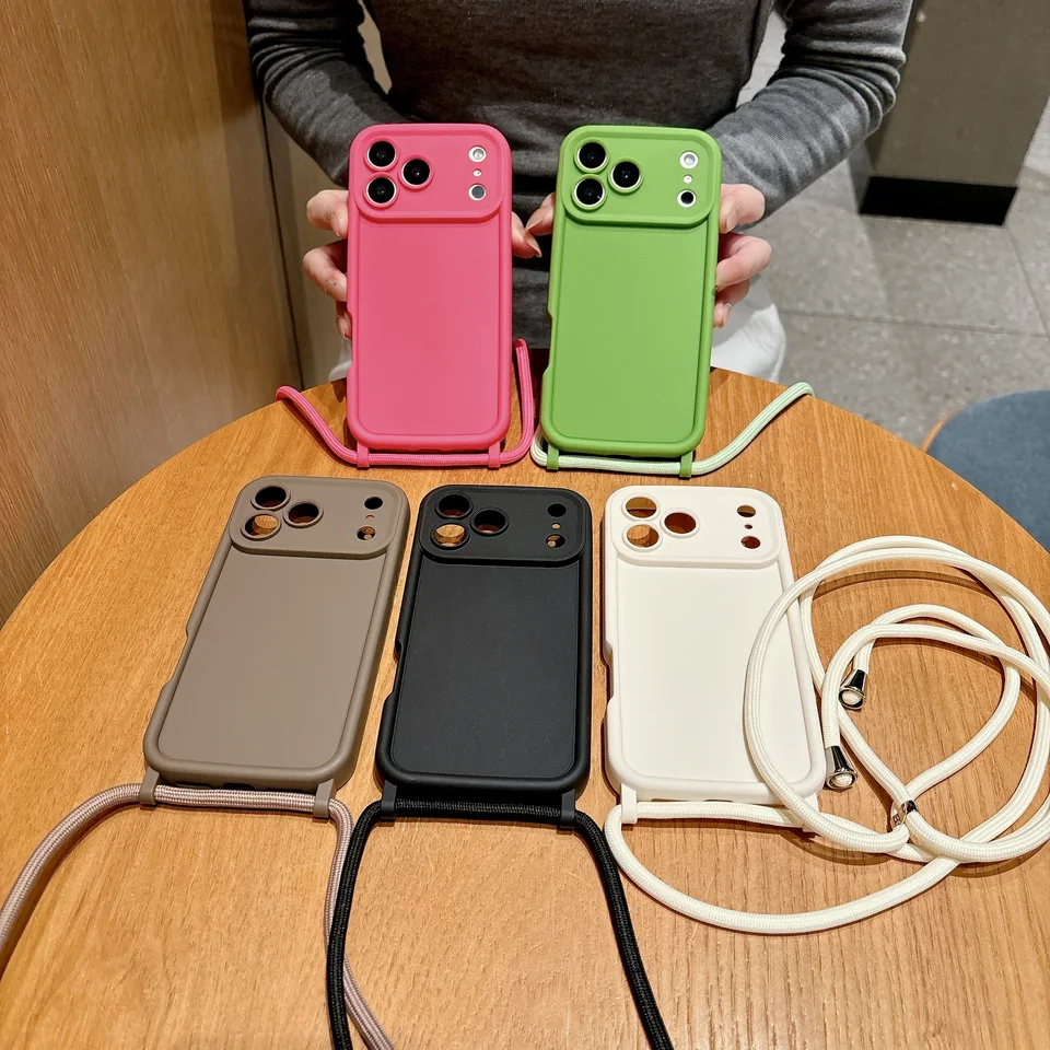 Funda para iPhone 18 17 16 15 14 13 12 11 Pro Xs Max 7 8 Plus 16e 17e, con correa ajustable para colgar, suave 6