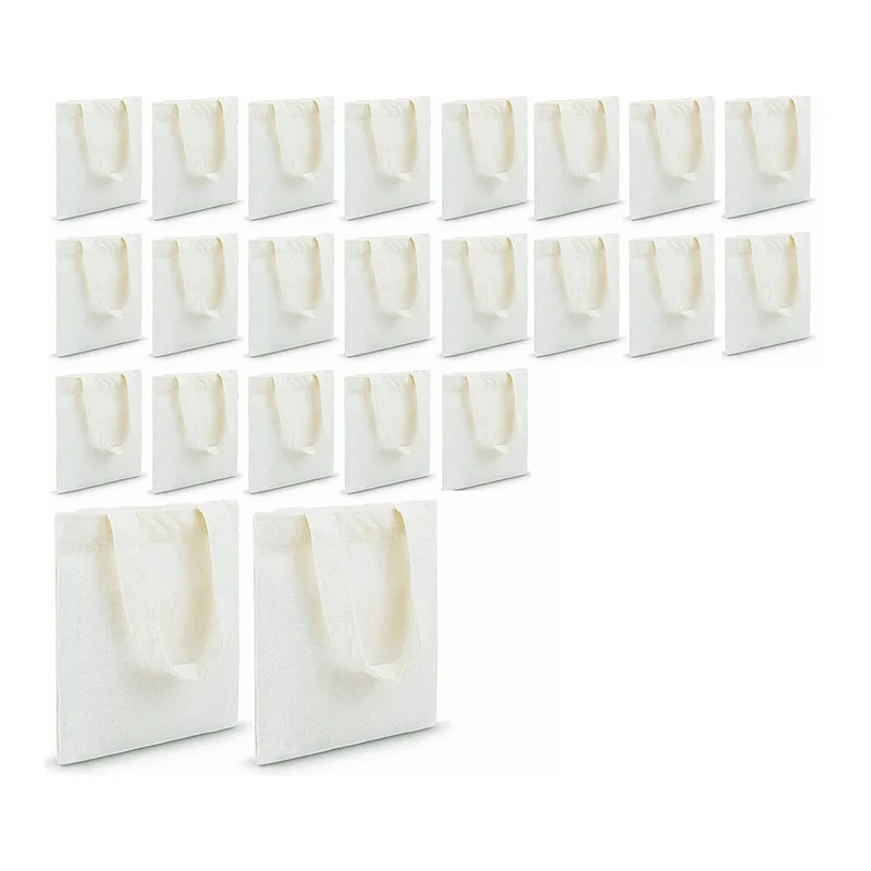 

24 шт. сумки-тоут, пустые холщовые сумки-тоут, многоразовые сумки для продуктов, мешки «сделай сам», сумки для подарков для детей-AT36