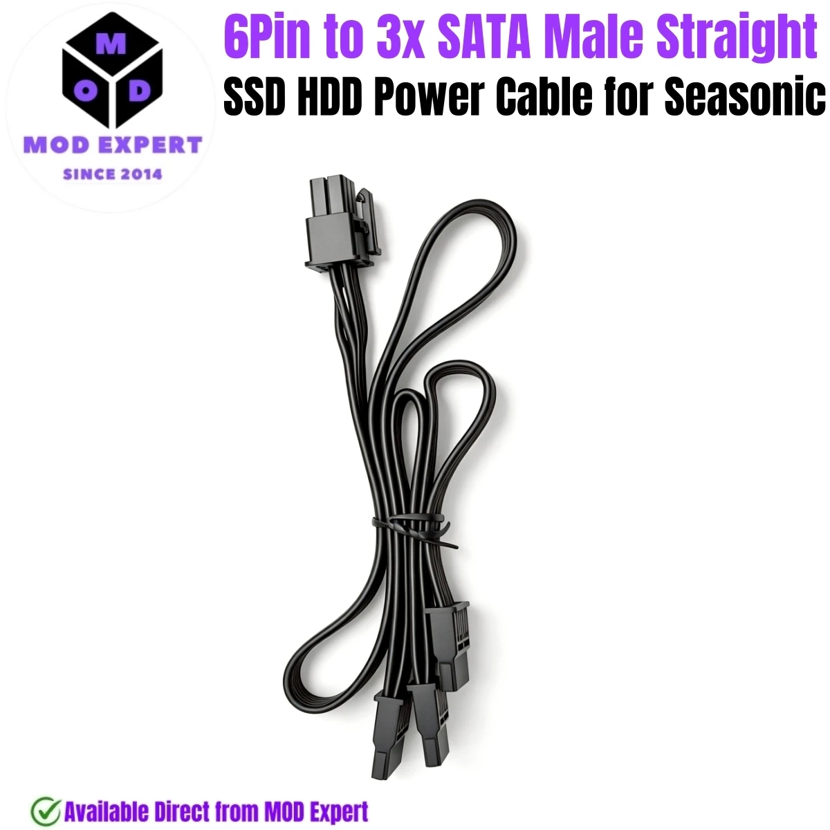 6Pin to 3 SATA Power Cable for Seasonic PRIME Titanium/Platinum/Gold/SNOWSILENT 1300W, 1000W, 850W, 750W, 650W, 550W Modular PSU