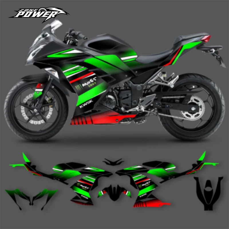Powerzone Motorcycle Custom Graphics Decals Stickers Kit For Kawasaki ninja 250 300 2015 2016 2017 2018 2019 2020