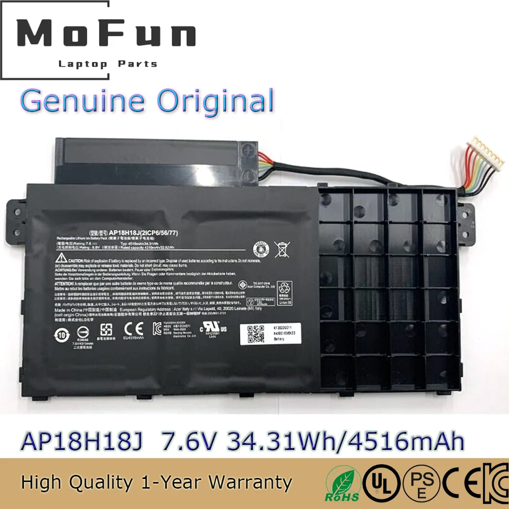 

Совершенно новый оригинальный аккумулятор для ноутбука AP18H18J 7,6 В 34,31 Втч для Acer Spin 3 SP314-53 SP314-53-32KJ SP314-53-598C