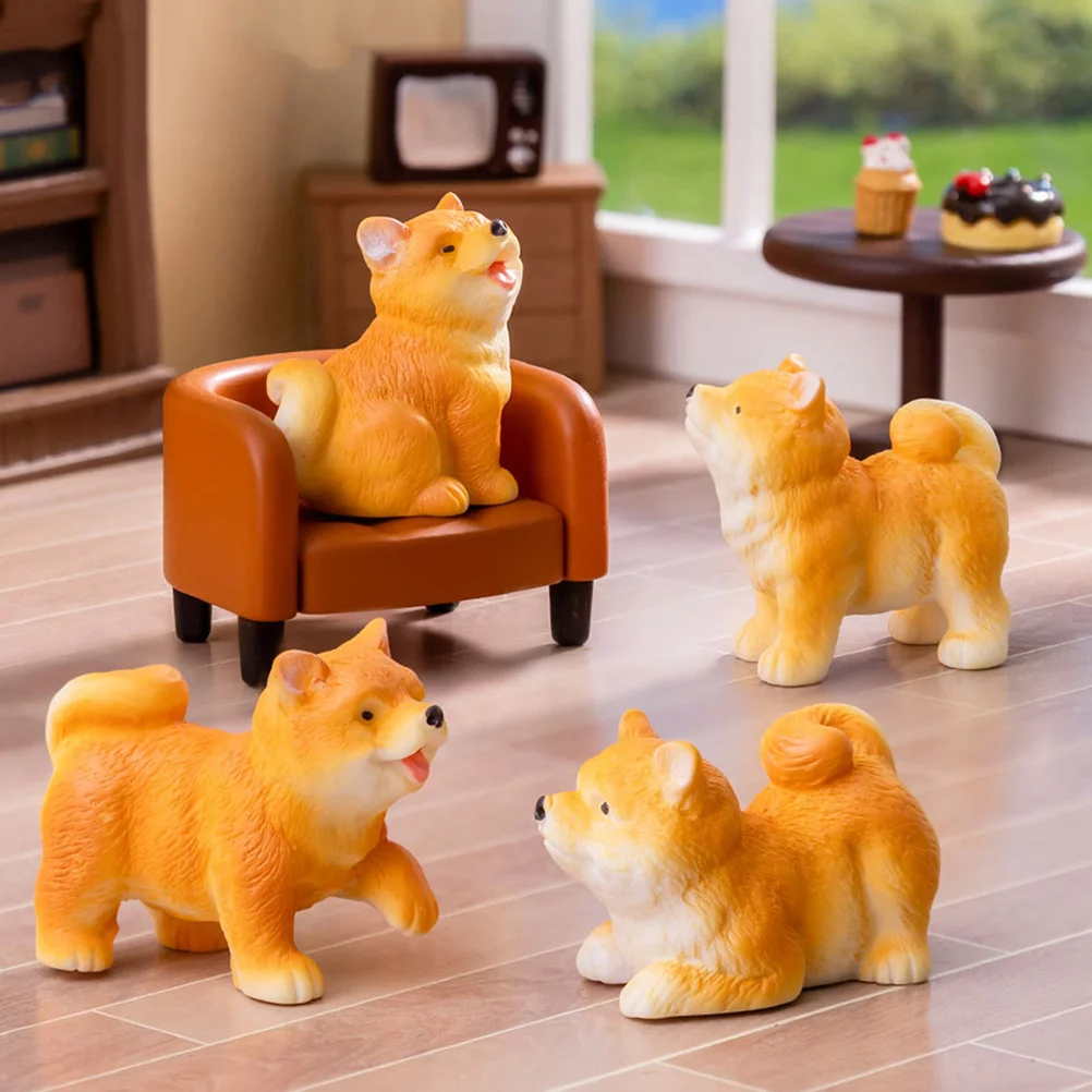 

6pcs Mini Decor Resin Dog For Garden Home Office Lawn Small Animal Statues Dollhouse Pets Miniature Puppy Sculptures