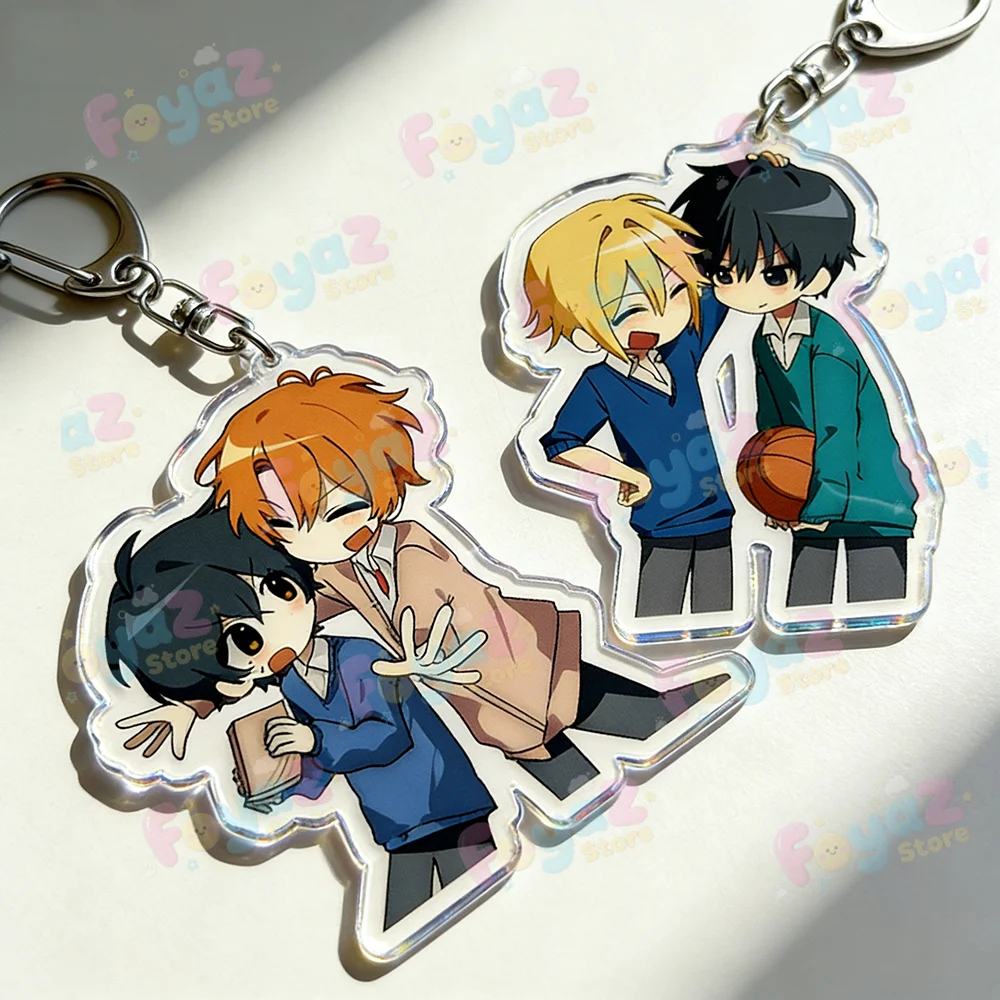 Anime Bl Sasaki and Miyano Chibi Keychain for Accessories Yaoi Boys Love Kawaii Keyrings Jewelry Fans Friends Gifts