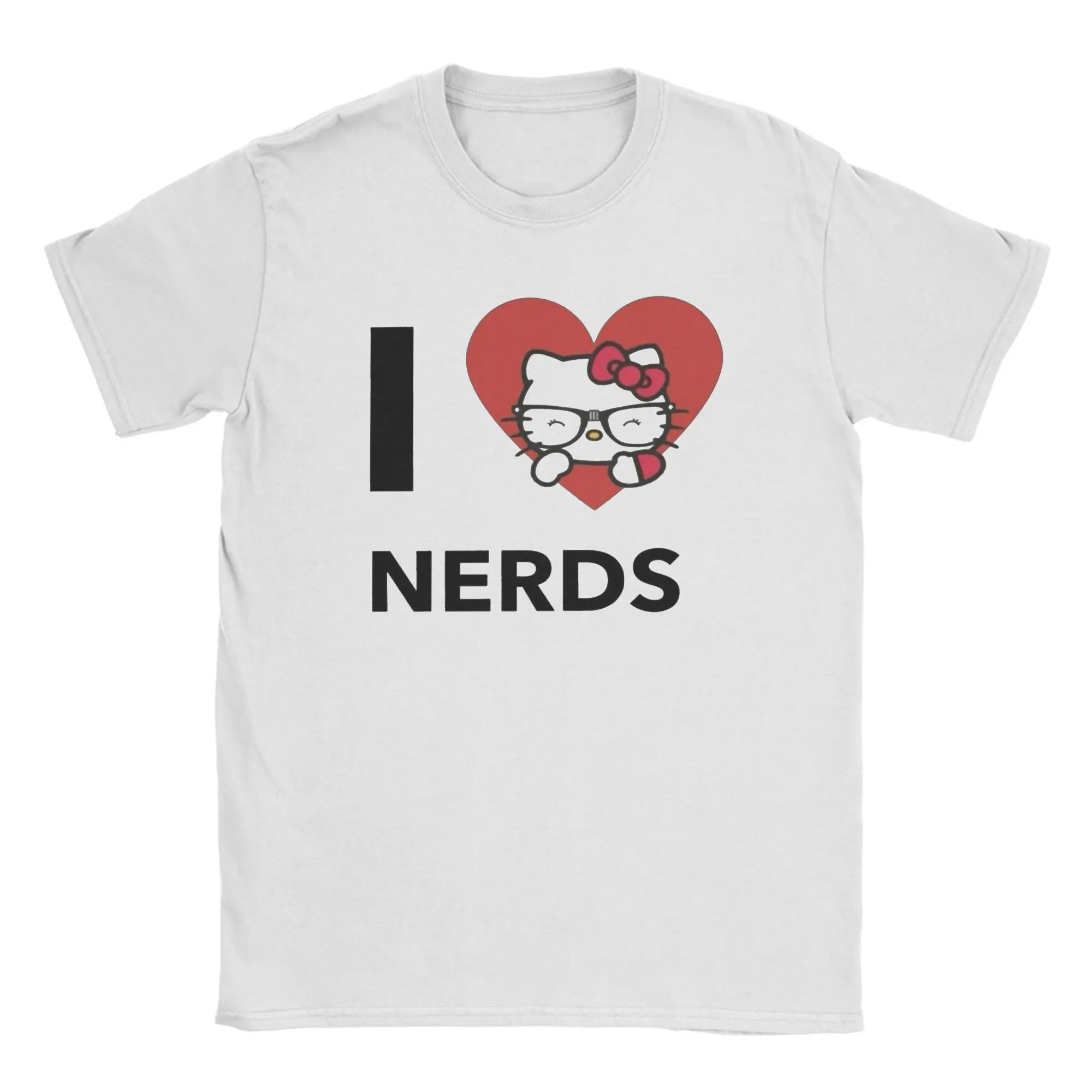 Miniso I LOVE NERDS KT camisetas verano Vintage manga corta Camiseta cuello redondo patrón Popular camiseta nueva llegada