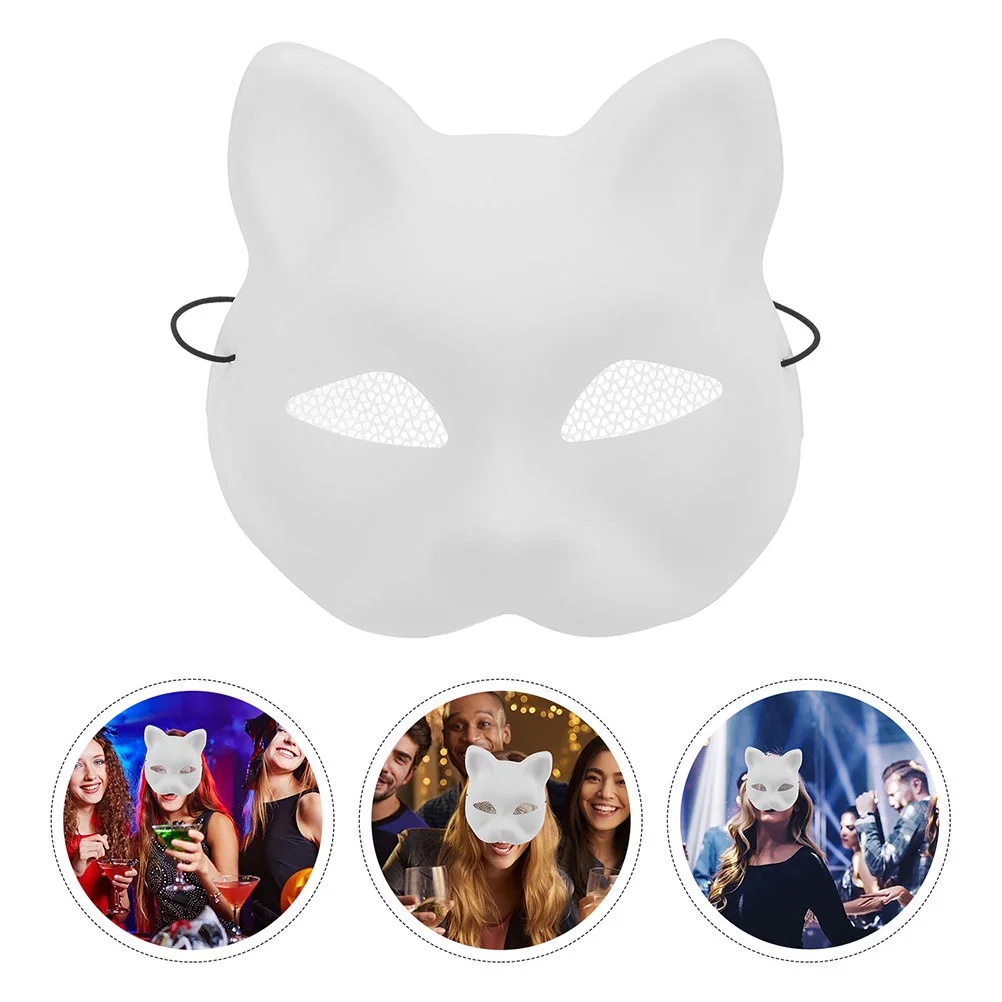 3 Pcs Mask Cat Base Masks to Paint DIY Paintable Masquerade for Women Plastic Face Night Club Makeup Costume Props Therian