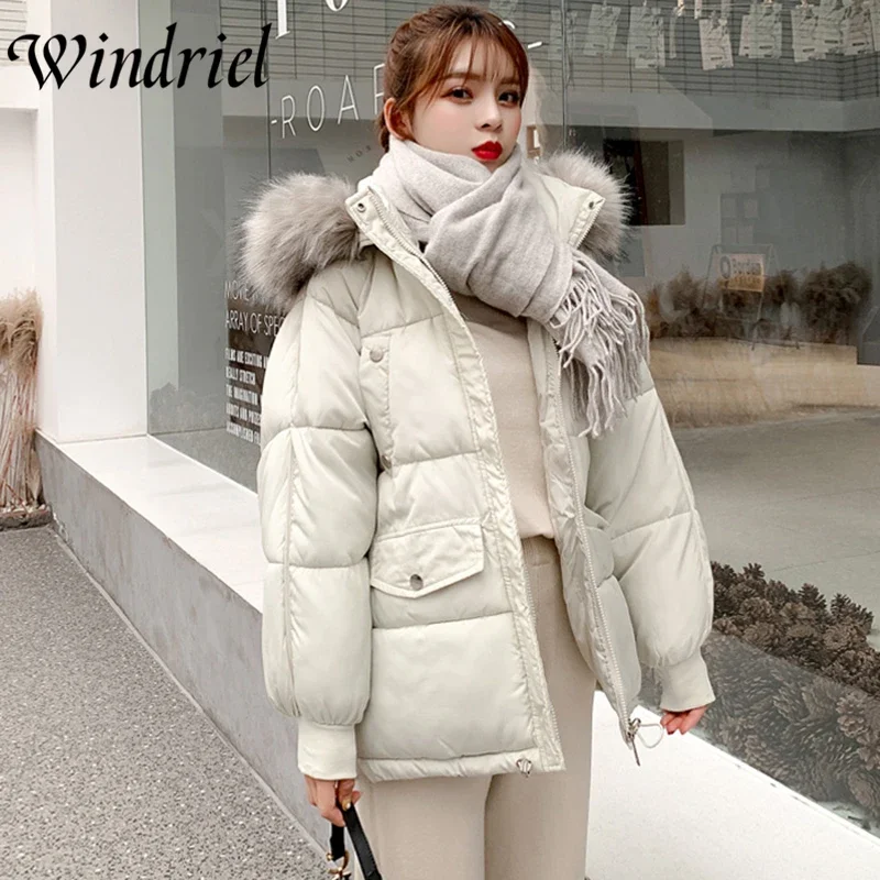 Winterjas Vrouwen Dikker Warm Parka 'S Capuchon Gewatteerde Kleding Dames Losse Casual Winterjas Bovenkleding Casaco Mujer Windriel