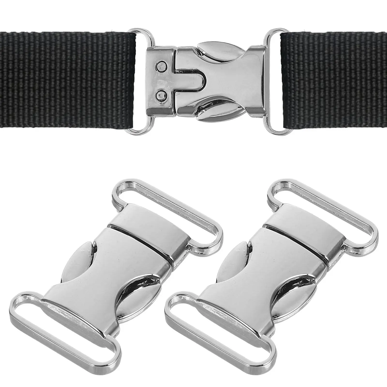 5Pcs Metal Side Release Buckles 20Mm Silver Buckles Flat Design Engraving Ready for Backpacks Collars Belts Harnesses