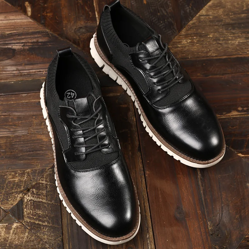 FUQIAO-Tênis de couro leve masculino, mocassins confortáveis, sapatos casuais respiráveis, moda verão, novo