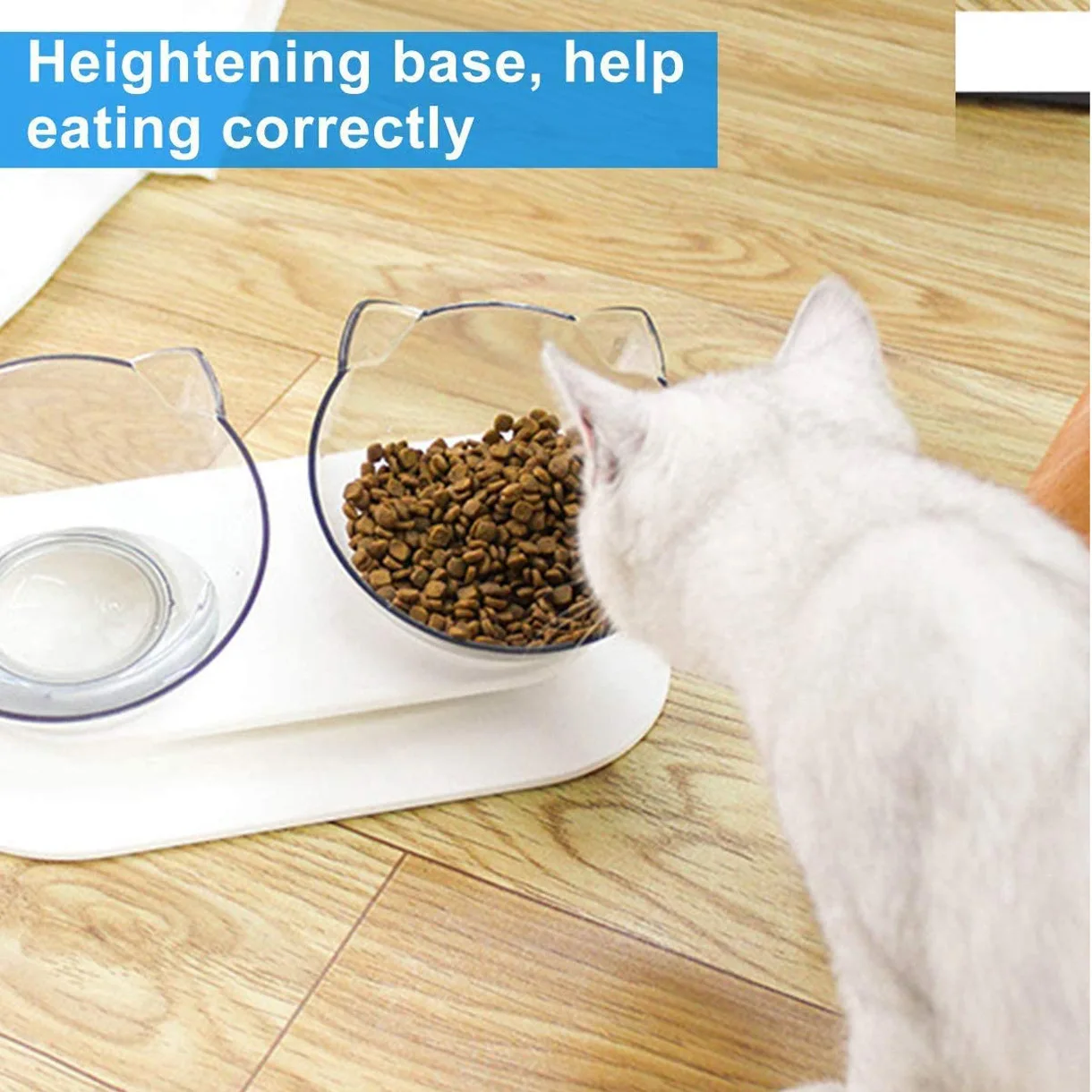 

Adjustable Neck Support Cat Bowl Double Bowl Tilt Transparent Cat Face Cat Bowl Cat Double Bowl
