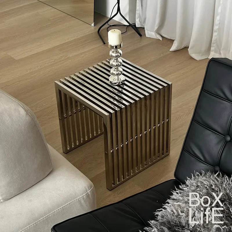Modern Simple Stainless Steel Side Table Baohaus Medieval Living Room Metal Coffee Table Cafe Small Long Table
