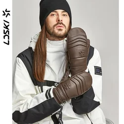 LDSKI Sat SKI-Gants de Ski RapDuty à Trois Doigts pour Homme et Femme, Mitaines Chaudes d'Hiver Imperméables, Cuir de Chèvre, Protection Thermique, Isolation 3M