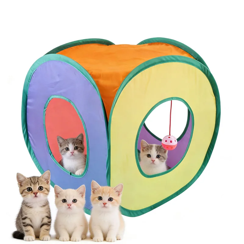 Square Cat Rainbow Tunnel Cat Tunnel Pet Tube Collapsible Play Toy Indoor Outdoor Puppy Toys Folding Pet Toys