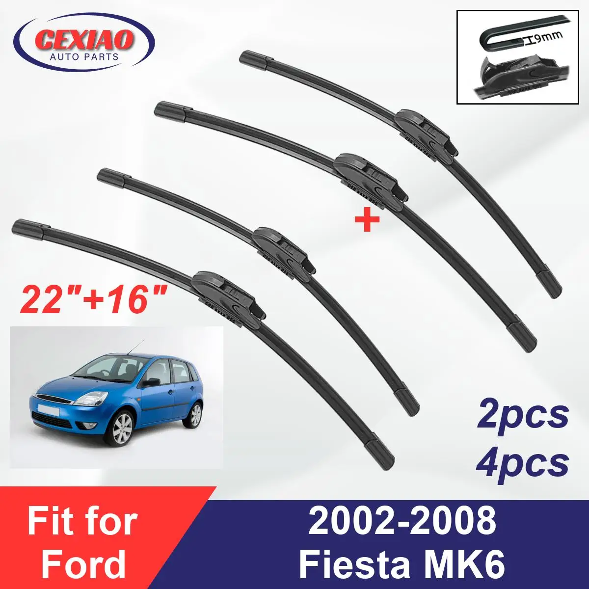 

Щетки стеклоочистителя передние бескаркасные резиновые для Ford Fiesta MK6 2002-2008
