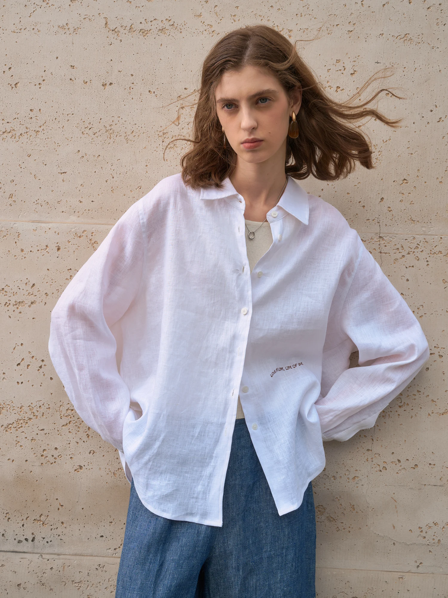 

Pure Linen Shirt Women's Summer Loose Cool Feeling Breathable White Shirt Lazy Style Sunscreen Top High End French Style Long...