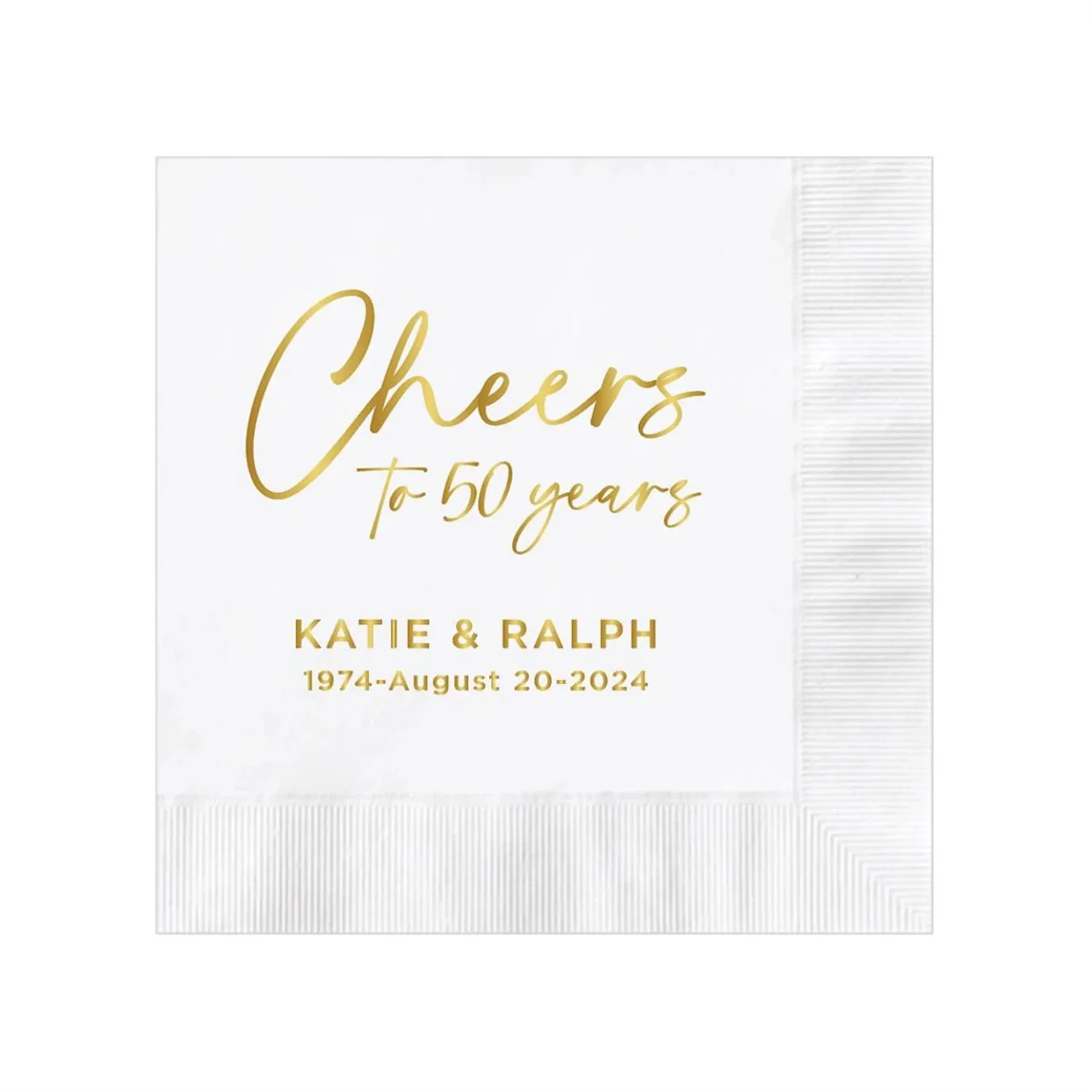 50pcs Personalized 50th Anniversary Golden Napkins Wedding Custom Monogram 50th Anniversary Beverage Cocktail Luncheon Dinner Gu