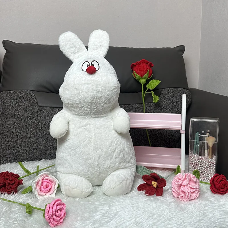 ตุ๊กตากระต่ายผ้าขนสัตว์นุ่ม น่ารักสุดๆ ตุ๊กตากระต่ายจมูกแดง ของขวัญวันเกิด น่ารักขี้เล่น