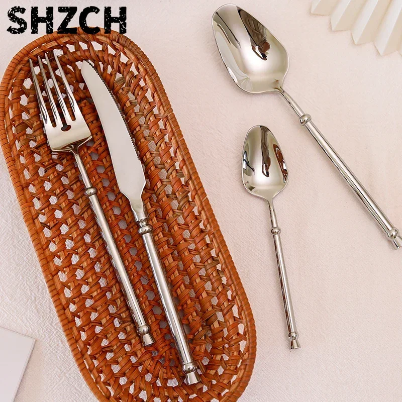 24Pcs Fashion High-End Cutlery Set 18/10 Stainless Steel Gift Flatware 304 Knife Fork Spoon Dinnerware for 6 Drop Shipping