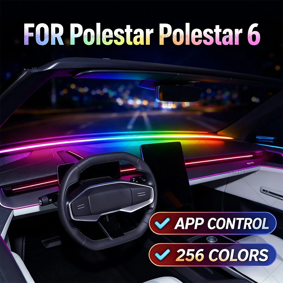 

For Polestar Polestar 6 Automotive decoration light strip,colorful acrylic front windshield soundproofing strip,ambience light