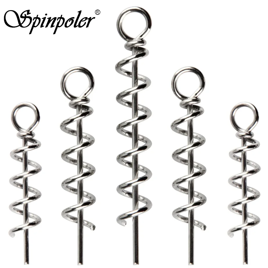 Spinpoler Angelköder Korkenzieher Weicher Köder Twist Lock Pin 3 cm 4 cm 4,5 cm 5 cm Starke Edelstahl Spin Shad Rigs Federzubehör