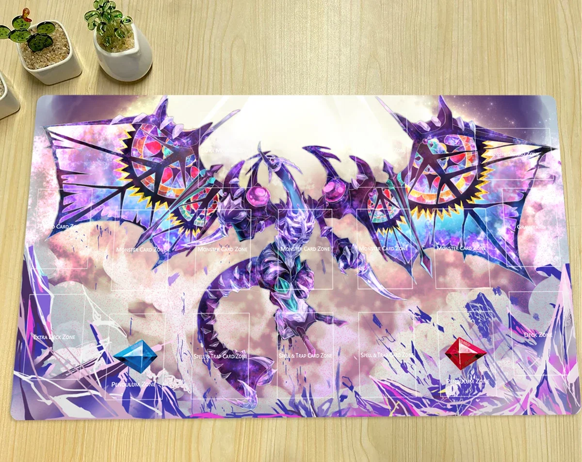 YuGiOh ARC-V Playmat Dark Requiem Xyz Dragon TCG CCG بطاقة التداول لعبة حصيرة أنيمي ماوس الوسادة المطاط حصيرة مكتبية منطقة حقيبة مجانية 60x35cm