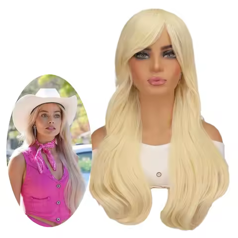 Anime Ken Barbi Cosplay Wig Long Blonde Wave Hair Women Daily Party Synthetic Heat Resistant Curly Wig Girls Halloween Wigs