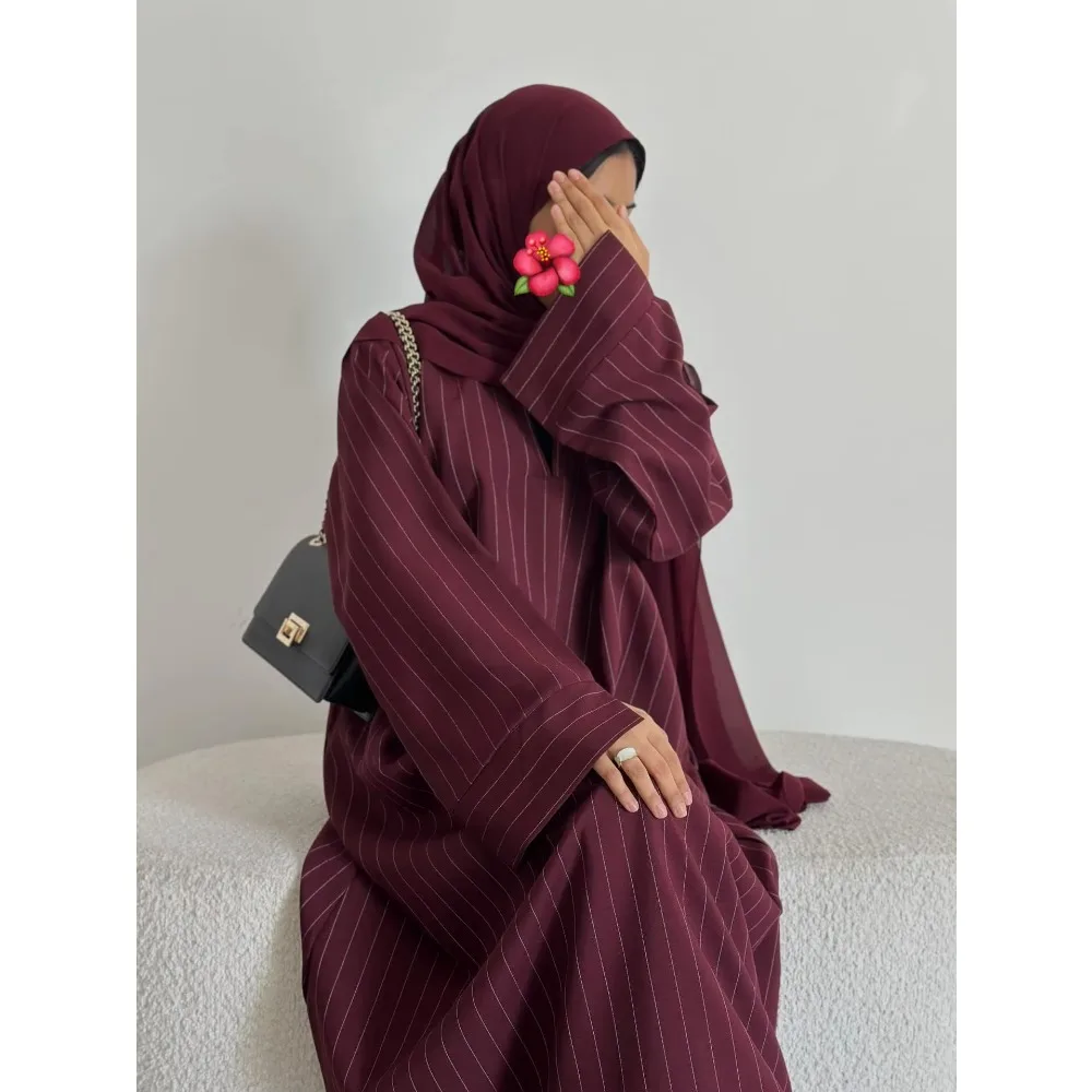 Eid Muslim Dress for Women Ramadan Striped Party Dresses Jalabiya Abaya Long Robe Morocco Dubai Kaftan Islam Vestidos Largos