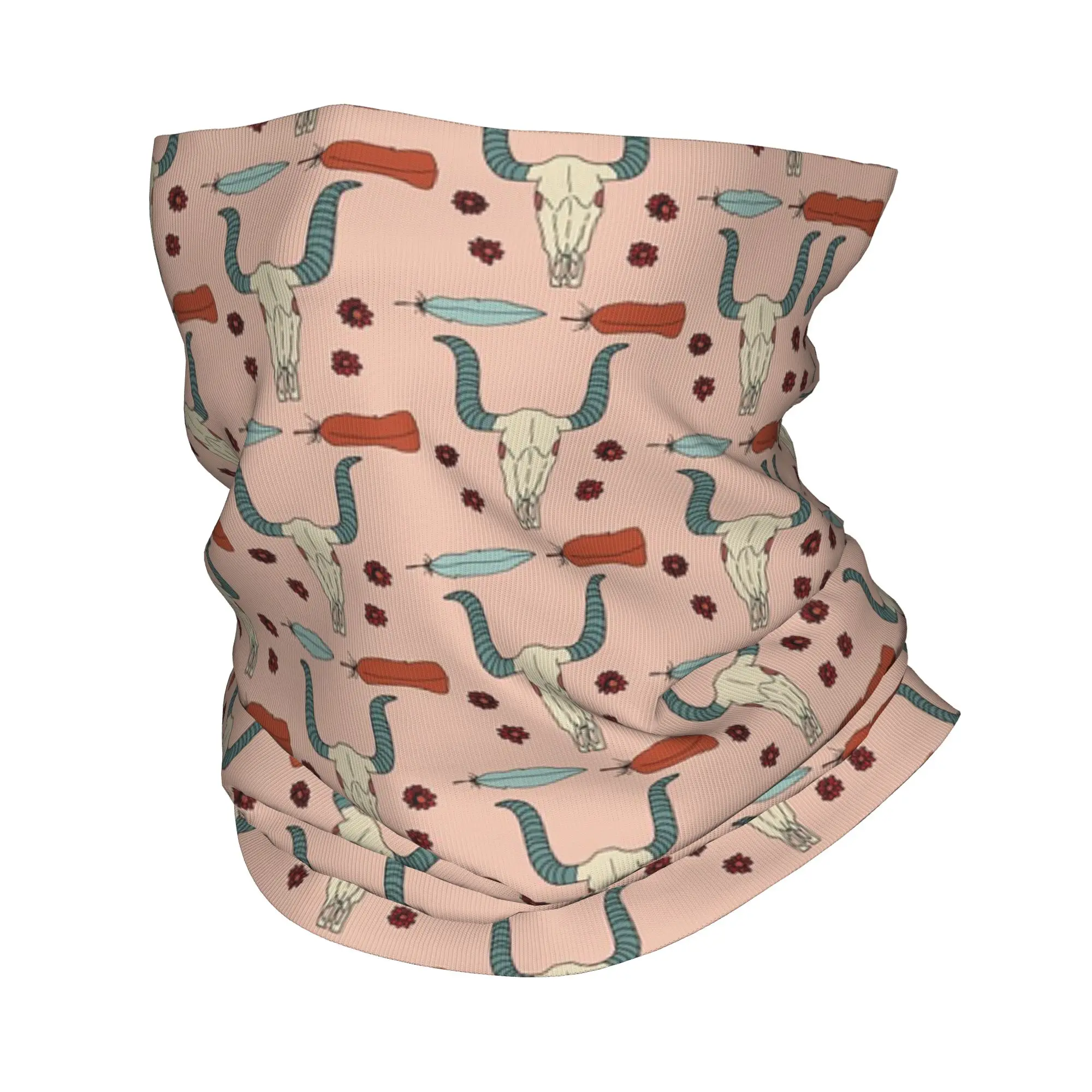 

Western Boho Bull Skull Aztec Pattern Bandana Neck Gaiter Printed Magic Scarf Multifunction Balaclava Riding Unisex Adult