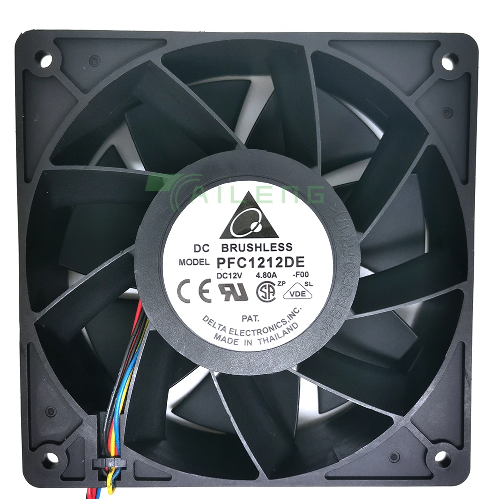 Imagem -03 - Ball Bearing Fan For Delta Pfc1212de 12038 1238 120 mm 4.80a High Rpm Velocidade Air Flow Miner Fans 12v 120x120x38 mm